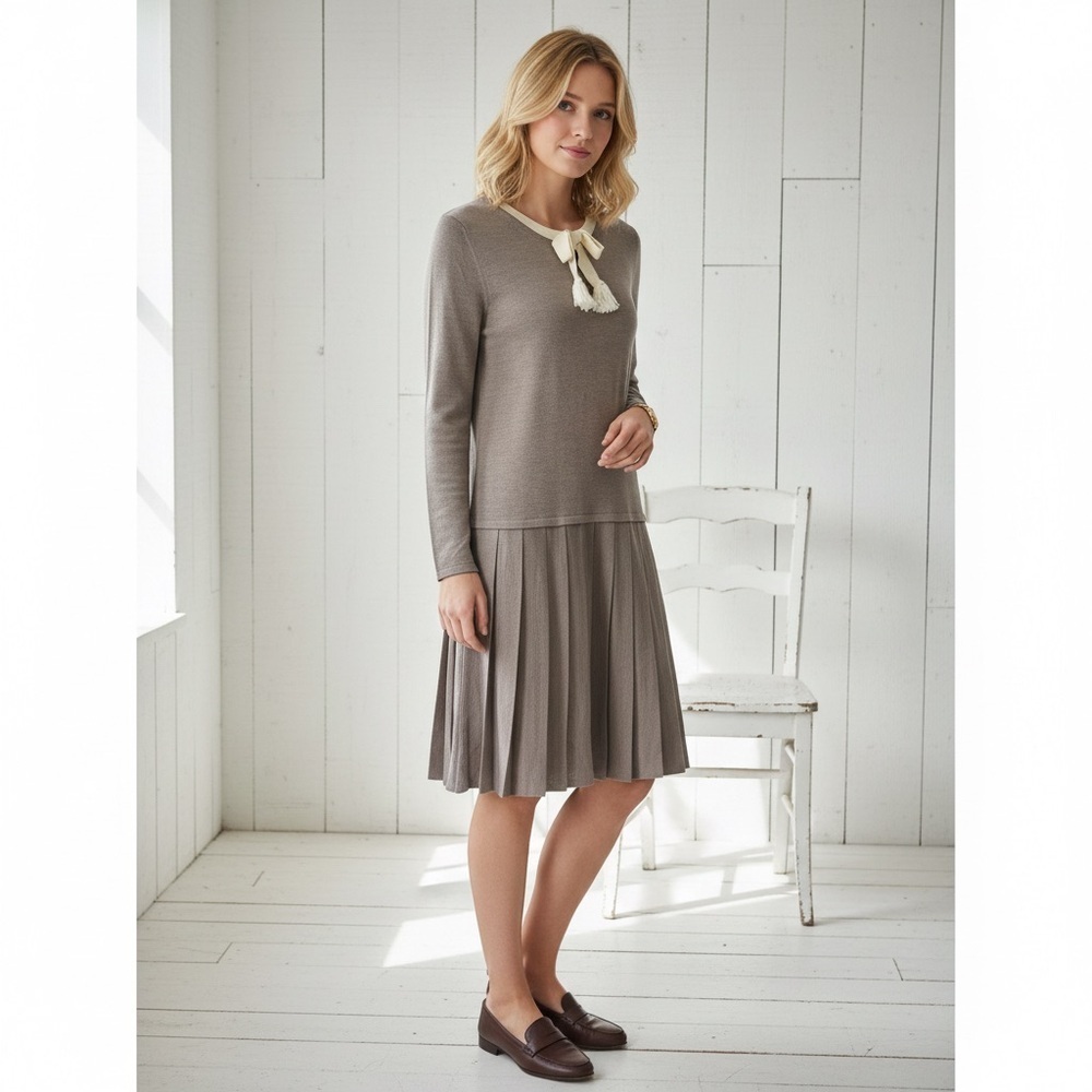 Love Moschino Knit Long Sleeve Pleated Dress Size Medium